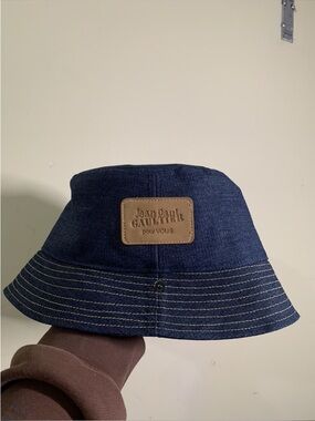 Jean Paul Gaultier Bucket Hat - Dark Blue with Tan Patch